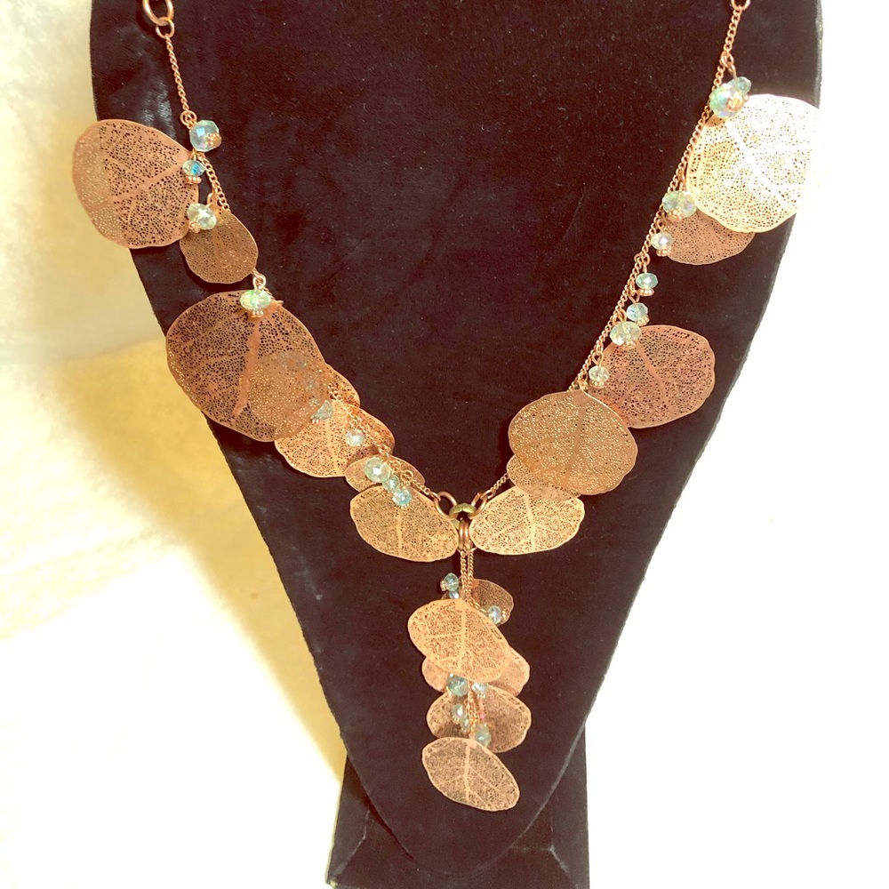 Unique long handcrafted  copper necklace